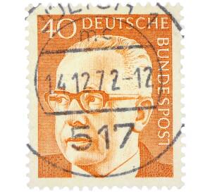 Почтовая марка 40 пфеннигов 1971 года Западная Германия (ФРГ) «Президент Густав Хайнеман» — Фото №1