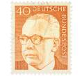 Почтовая марка 40 пфеннигов 1971 года Западная Германия (ФРГ) «Президент Густав Хайнеман» (Артикул: T11-37770) — Фото №1