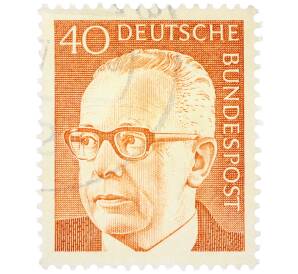 Почтовая марка 40 пфеннигов 1971 года Западная Германия (ФРГ) «Президент Густав Хайнеман» — Фото №1