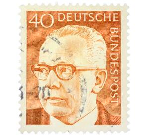 Почтовая марка 40 пфеннигов 1971 года Западная Германия (ФРГ) «Президент Густав Хайнеман» — Фото №1