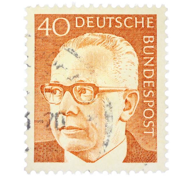 Почтовая марка 40 пфеннигов 1971 года Западная Германия (ФРГ) «Президент Густав Хайнеман» (Артикул: T11-37771) — Фото №1
