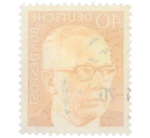 Почтовая марка 40 пфеннигов 1971 года Западная Германия (ФРГ) «Президент Густав Хайнеман» — Фото №2