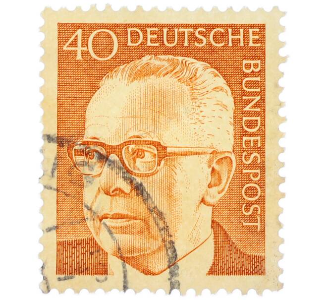 Почтовая марка 40 пфеннигов 1971 года Западная Германия (ФРГ) «Президент Густав Хайнеман» (Артикул: T11-37772) — Фото №1