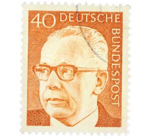 Почтовая марка 40 пфеннигов 1971 года Западная Германия (ФРГ) «Президент Густав Хайнеман» — Фото №1