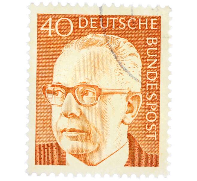 Почтовая марка 40 пфеннигов 1971 года Западная Германия (ФРГ) «Президент Густав Хайнеман» (Артикул: T11-37773) — Фото №1