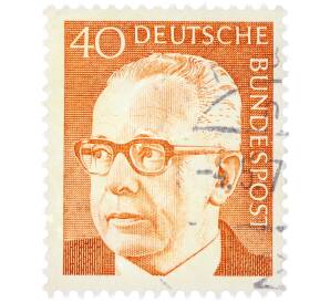 Почтовая марка 40 пфеннигов 1971 года Западная Германия (ФРГ) «Президент Густав Хайнеман» — Фото №1