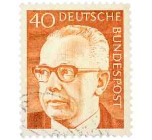 Почтовая марка 40 пфеннигов 1971 года Западная Германия (ФРГ) «Президент Густав Хайнеман» — Фото №1