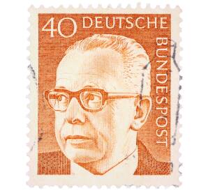 Почтовая марка 40 пфеннигов 1971 года Западная Германия (ФРГ) «Президент Густав Хайнеман» — Фото №1