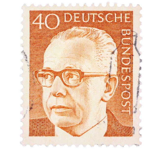 Почтовая марка 40 пфеннигов 1971 года Западная Германия (ФРГ) «Президент Густав Хайнеман» (Артикул: T11-37776) — Фото №1