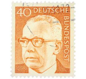 Почтовая марка 40 пфеннигов 1971 года Западная Германия (ФРГ) «Президент Густав Хайнеман» — Фото №1