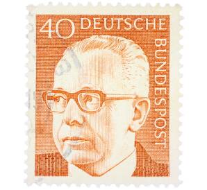 Почтовая марка 40 пфеннигов 1971 года Западная Германия (ФРГ) «Президент Густав Хайнеман» — Фото №1