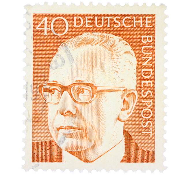 Почтовая марка 40 пфеннигов 1971 года Западная Германия (ФРГ) «Президент Густав Хайнеман» (Артикул: T11-37778) — Фото №1