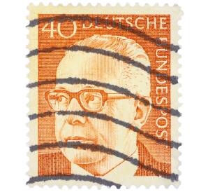 Почтовая марка 40 пфеннигов 1971 года Западная Германия (ФРГ) «Президент Густав Хайнеман» — Фото №1