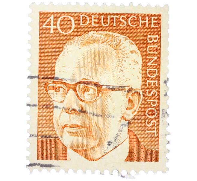 Почтовая марка 40 пфеннигов 1971 года Западная Германия (ФРГ) «Президент Густав Хайнеман» (Артикул: T11-37782) — Фото №1