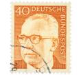 Почтовая марка 40 пфеннигов 1971 года Западная Германия (ФРГ) «Президент Густав Хайнеман» (Артикул: T11-37783) — Фото №1