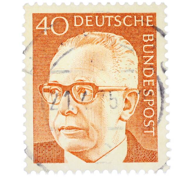 Почтовая марка 40 пфеннигов 1971 года Западная Германия (ФРГ) «Президент Густав Хайнеман» (Артикул: T11-37786) — Фото №1