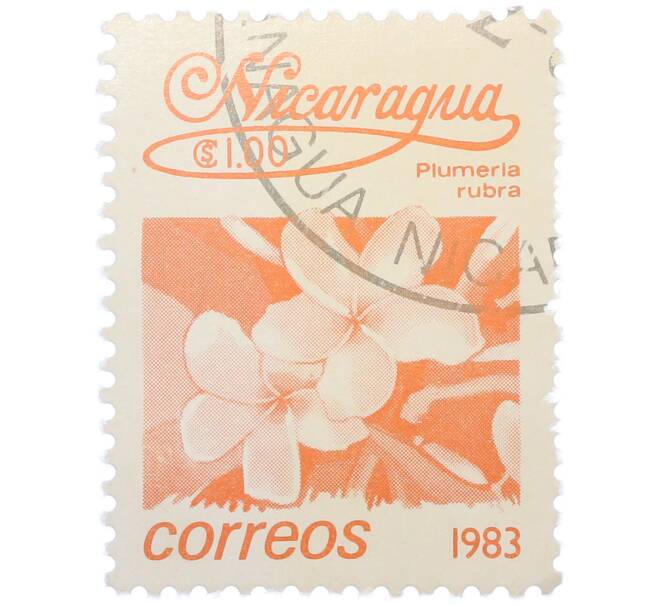 Почтовая марка 1 кордоба 1983 года Никарагуа «Плюмерия красная» (Артикул: T11-37798) — Фото №1