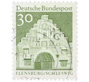 Почтовая марка 30 пфеннигов 1966 года Западная Германия (ФРГ) «Северные ворота в Фленсбурге» — Фото №1