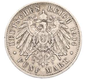 5 марок 1904 года F Германия (Вюртемберг) — Фото №2