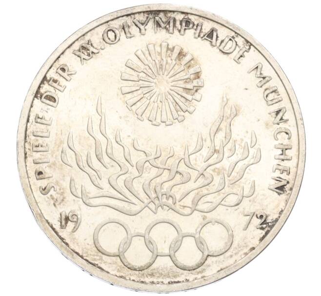 Монета 10 марок 1972 года F Западная Германия (ФРГ) «XX летние Олимпийские Игры 1972 в Мюнхене — Факел» (Артикул: T11-37874) — Фото №1