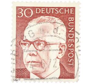 Почтовая марка 30 пфеннигов 1971 года Западная Германия (ФРГ) «Президент Густав Хайнеман» — Фото №1