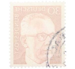 Почтовая марка 30 пфеннигов 1971 года Западная Германия (ФРГ) «Президент Густав Хайнеман» — Фото №2