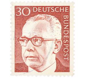 Почтовая марка 30 пфеннигов 1971 года Западная Германия (ФРГ) «Президент Густав Хайнеман» — Фото №1
