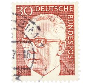 Почтовая марка 30 пфеннигов 1971 года Западная Германия (ФРГ) «Президент Густав Хайнеман» — Фото №1
