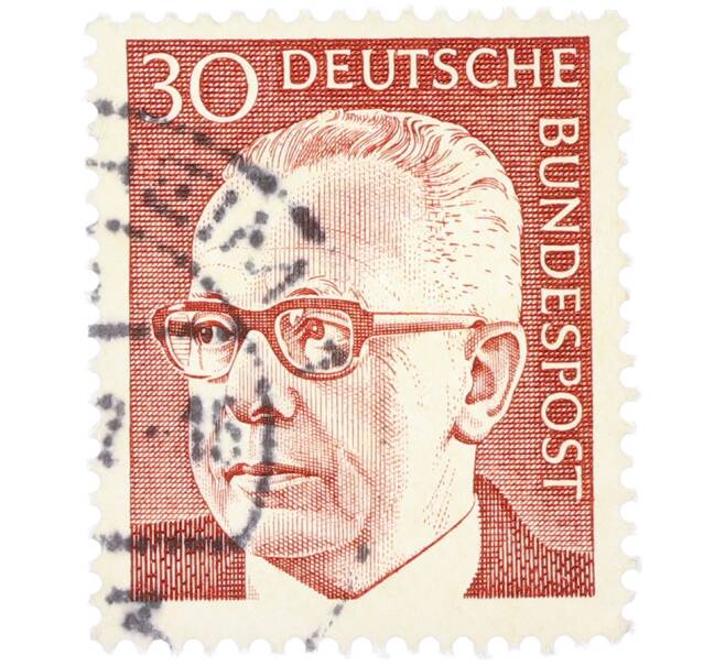 Почтовая марка 30 пфеннигов 1971 года Западная Германия (ФРГ) «Президент Густав Хайнеман» (Артикул: T11-37926) — Фото №1
