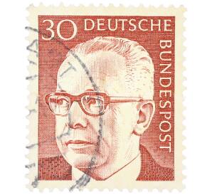 Почтовая марка 30 пфеннигов 1971 года Западная Германия (ФРГ) «Президент Густав Хайнеман» — Фото №1