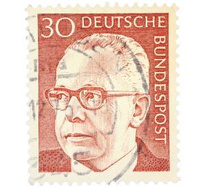Почтовая марка 30 пфеннигов 1971 года Западная Германия (ФРГ) «Президент Густав Хайнеман» — Фото №1