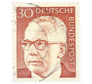 Почтовая марка 30 пфеннигов 1971 года Западная Германия (ФРГ) «Президент Густав Хайнеман» — Фото №1