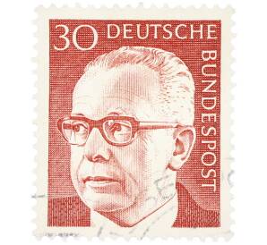 Почтовая марка 30 пфеннигов 1971 года Западная Германия (ФРГ) «Президент Густав Хайнеман» — Фото №1