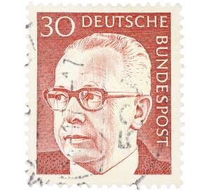 Почтовая марка 30 пфеннигов 1971 года Западная Германия (ФРГ) «Президент Густав Хайнеман» — Фото №1