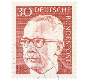 Почтовая марка 30 пфеннигов 1971 года Западная Германия (ФРГ) «Президент Густав Хайнеман» — Фото №1