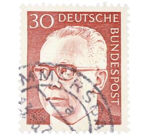 Почтовая марка 30 пфеннигов 1971 года Западная Германия (ФРГ) «Президент Густав Хайнеман» — Фото №1