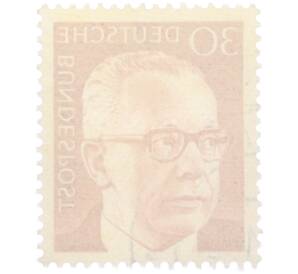 Почтовая марка 30 пфеннигов 1971 года Западная Германия (ФРГ) «Президент Густав Хайнеман» — Фото №2