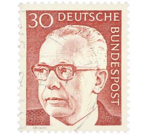 Почтовая марка 30 пфеннигов 1971 года Западная Германия (ФРГ) «Президент Густав Хайнеман» — Фото №1