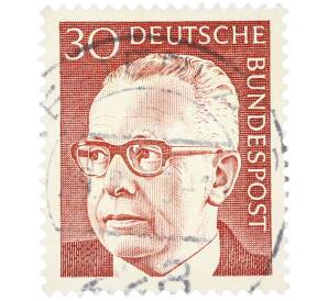 Почтовая марка 30 пфеннигов 1971 года Западная Германия (ФРГ) «Президент Густав Хайнеман» — Фото №1