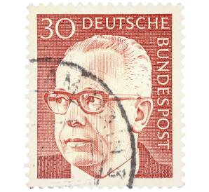 Почтовая марка 30 пфеннигов 1971 года Западная Германия (ФРГ) «Президент Густав Хайнеман» — Фото №1