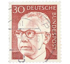 Почтовая марка 30 пфеннигов 1971 года Западная Германия (ФРГ) «Президент Густав Хайнеман» — Фото №1