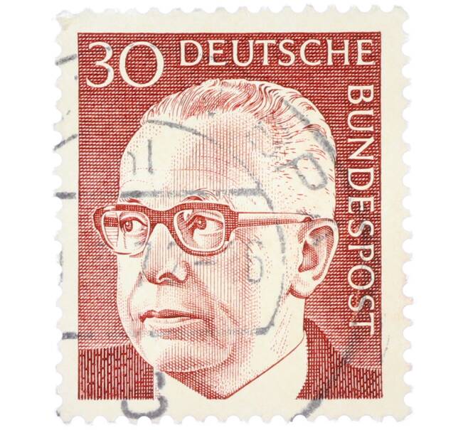 Почтовая марка 30 пфеннигов 1971 года Западная Германия (ФРГ) «Президент Густав Хайнеман» (Артикул: T11-37943) — Фото №1