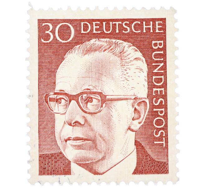 Почтовая марка 30 пфеннигов 1971 года Западная Германия (ФРГ) «Президент Густав Хайнеман» (Артикул: T11-37946) — Фото №1
