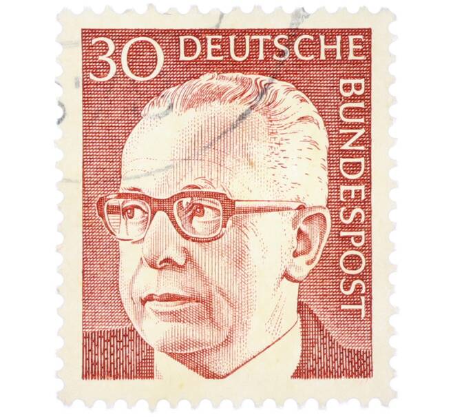 Почтовая марка 30 пфеннигов 1971 года Западная Германия (ФРГ) «Президент Густав Хайнеман» (Артикул: T11-37947) — Фото №1