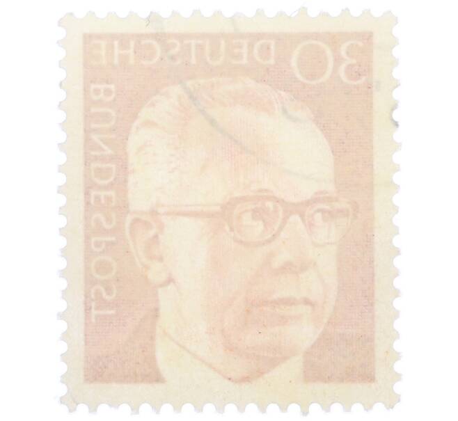 Почтовая марка 30 пфеннигов 1971 года Западная Германия (ФРГ) «Президент Густав Хайнеман» (Артикул: T11-37947) — Фото №2