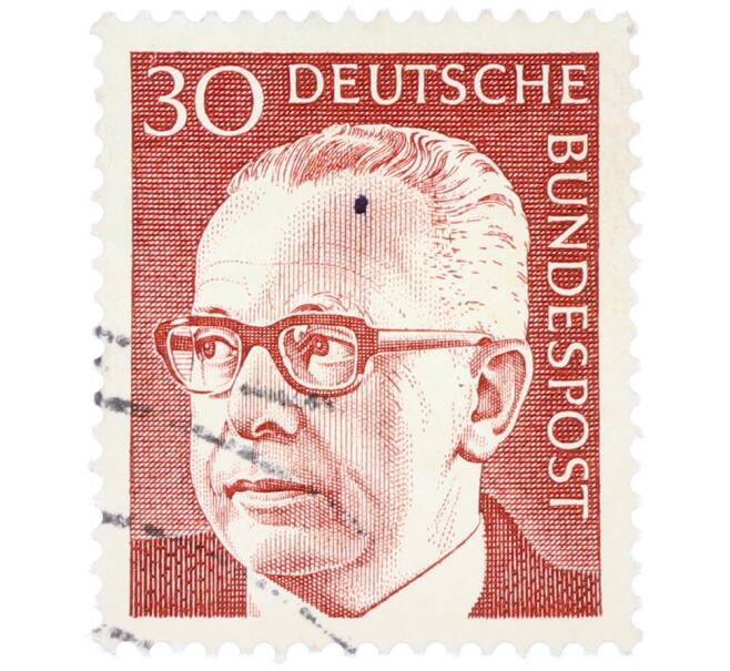 Почтовая марка 30 пфеннигов 1971 года Западная Германия (ФРГ) «Президент Густав Хайнеман» (Артикул: T11-37948) — Фото №1