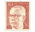Почтовая марка 30 пфеннигов 1971 года Западная Германия (ФРГ) «Президент Густав Хайнеман» (Артикул: T11-37949) — Фото №1