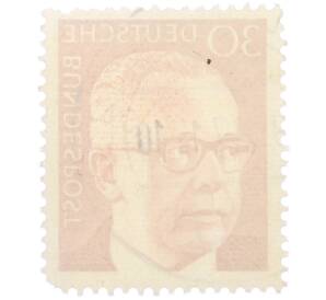 Почтовая марка 30 пфеннигов 1971 года Западная Германия (ФРГ) «Президент Густав Хайнеман» — Фото №2