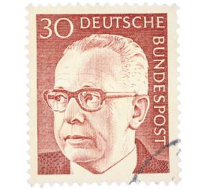 Почтовая марка 30 пфеннигов 1971 года Западная Германия (ФРГ) «Президент Густав Хайнеман» — Фото №1