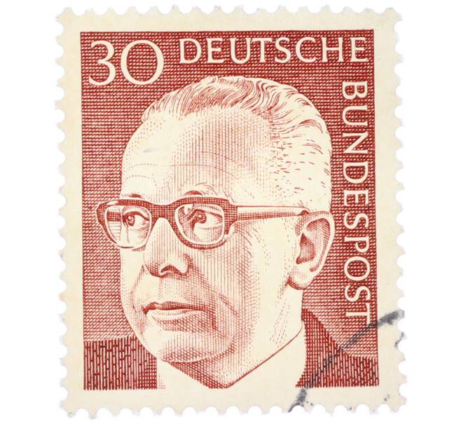 Почтовая марка 30 пфеннигов 1971 года Западная Германия (ФРГ) «Президент Густав Хайнеман» (Артикул: T11-37950) — Фото №1